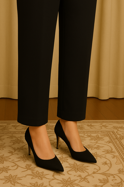 Linen basic cigarette trouser black
