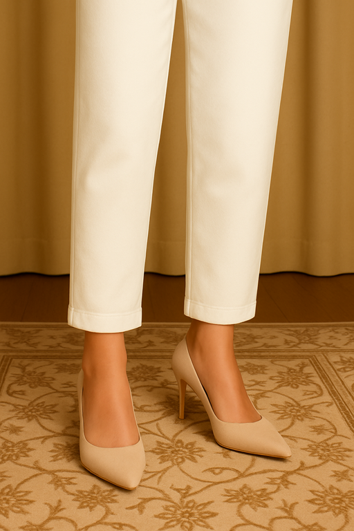 Linen basic cigarette trouser ivory