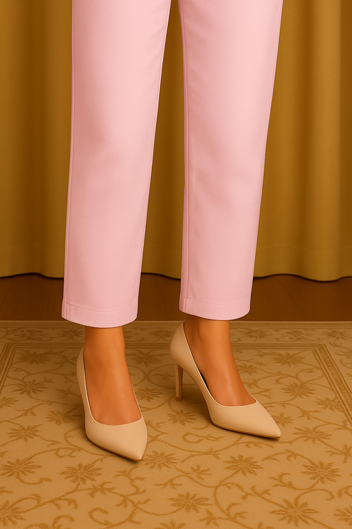 Linen basic cigarette trouser light pink