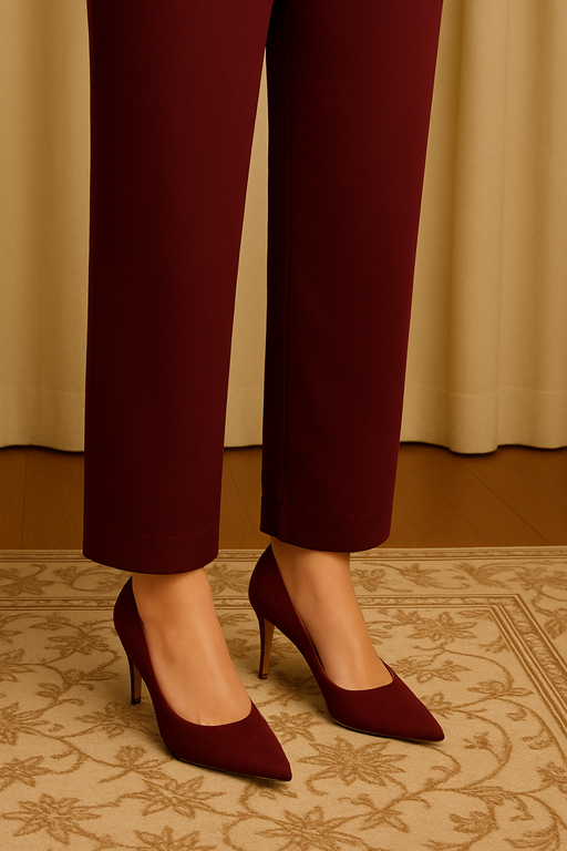 Linen basic cigarette trouser maroon