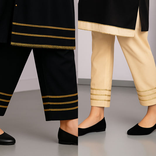 Trousers with Gotta Pack of 2 Black-Beige