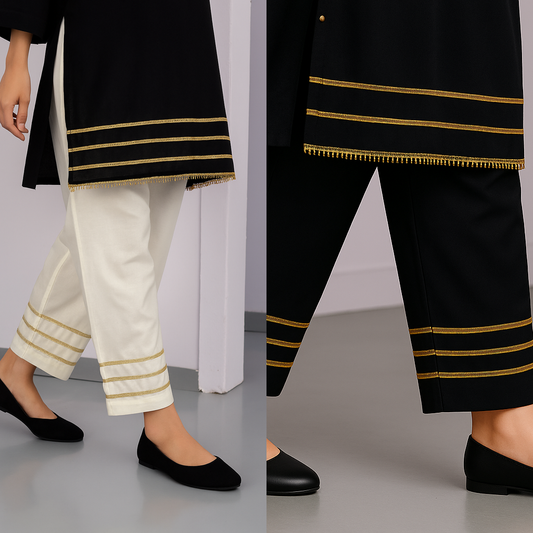 Trouser with Gotta Pack of 2 White-Black