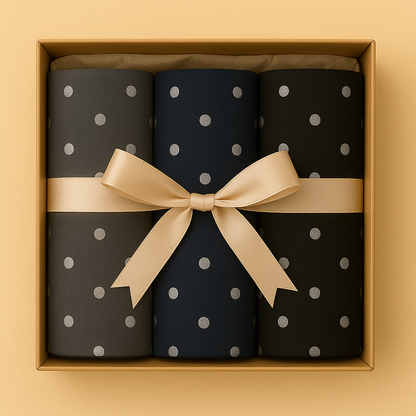Nightfall Steel - Box of 3 Printed Chiffon Hijabs Silver Polka Dots