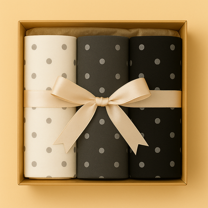 Spotlight Neutrals - Box of 3 Printed Chiffon Hijabs Silver Polka Dots