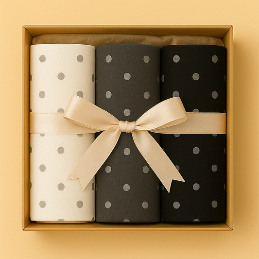 Spotlight Neutrals - Box of 3 Printed Chiffon Hijabs Silver Polka Dots