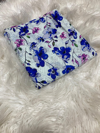 2PC Unstitched Violet Breeze – Blue Floral Summer Lawn