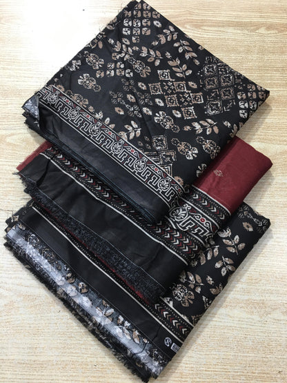 3PC Unstitched Noir Rustica – Black Ethnic Lawn