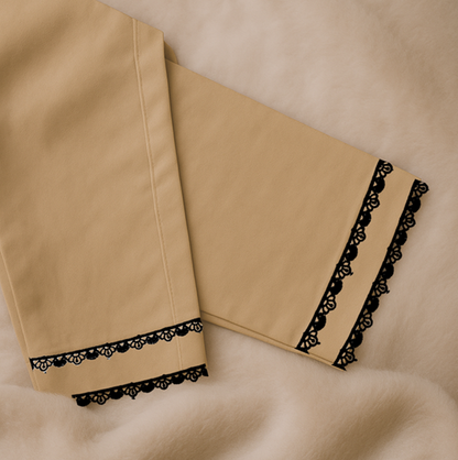 Embellished Trousers with Black Lace on Painchas | Stylish | Summer Friendly