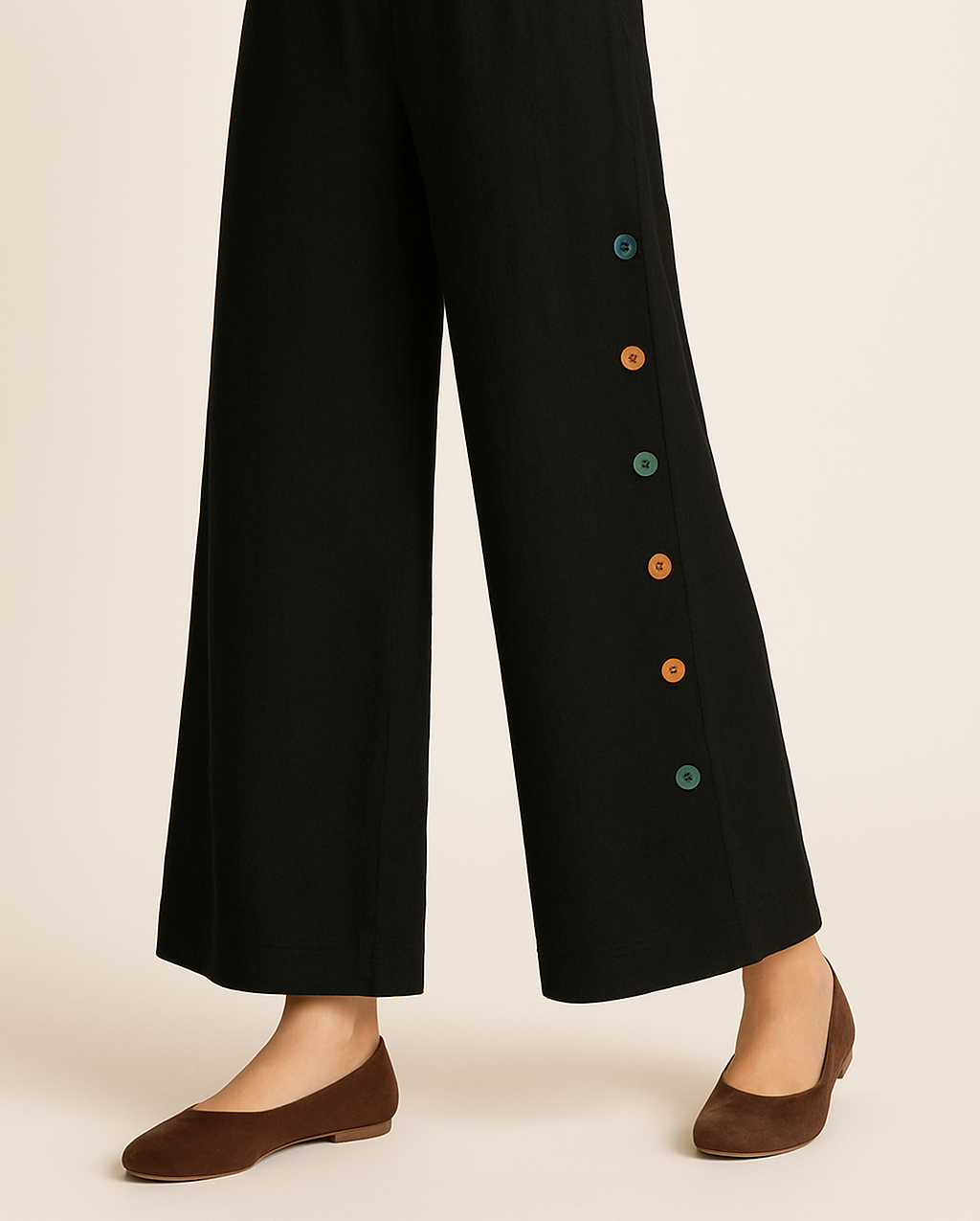 Palazzo Trousers with Multi-Color Buttons | Premium Cotton | Summer Friendly