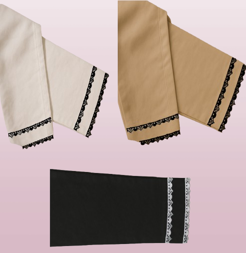Pack of 3 Trouser with Lace White-Black-Beige