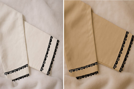 Trouser with Black Lace Pack of 2 White-Beige