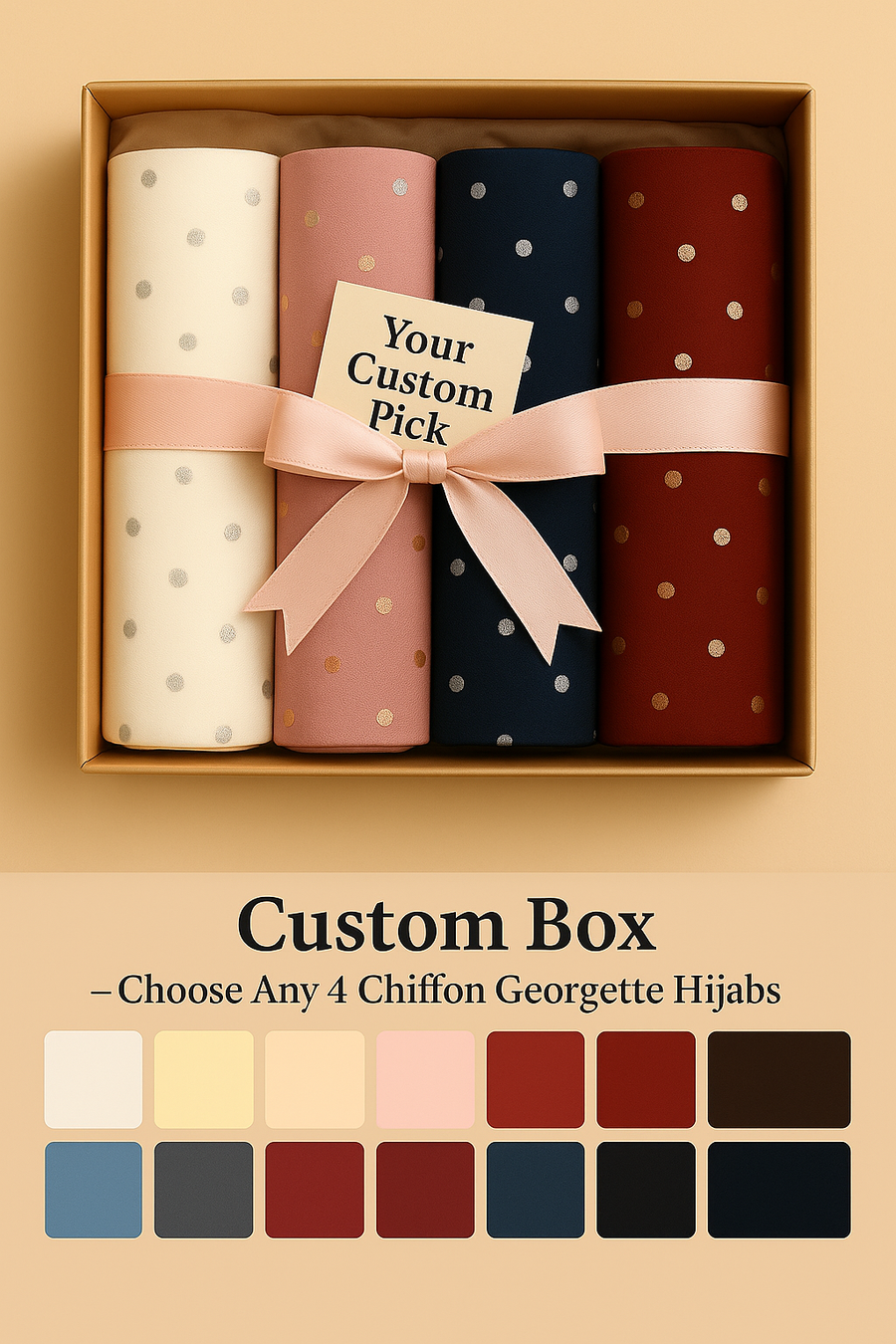 Custom Pack of 4 Box - Printed Chiffon Hijabs
