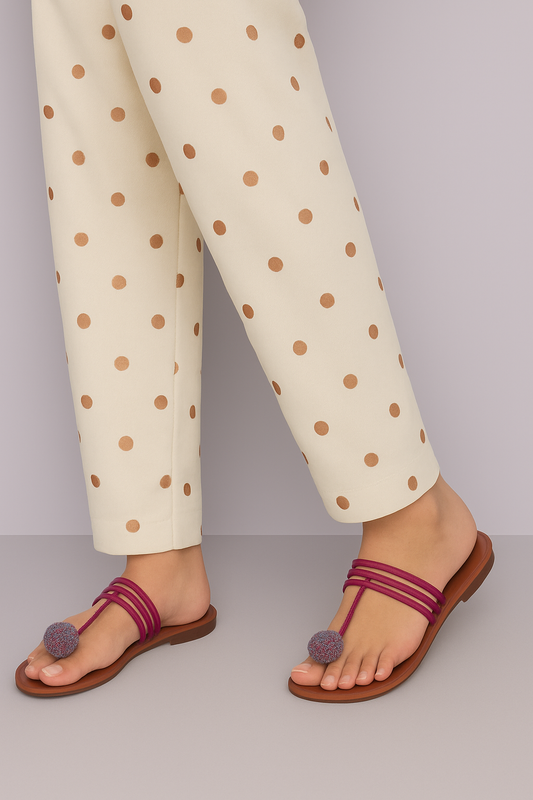 Polka Dot Printed Trouser Base: Dull White