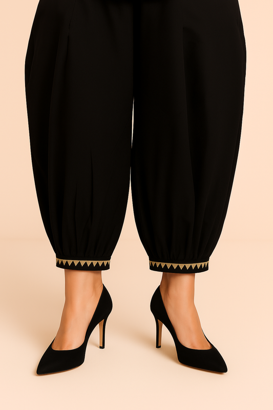 Harem Shalwar / Pant–Golden & Silver Gotta Work