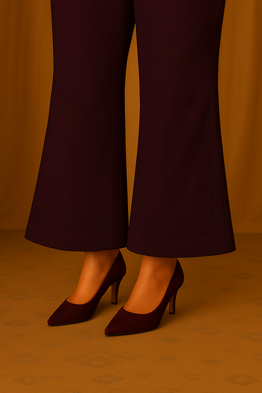 khaddar bell bottom trouser maroon color