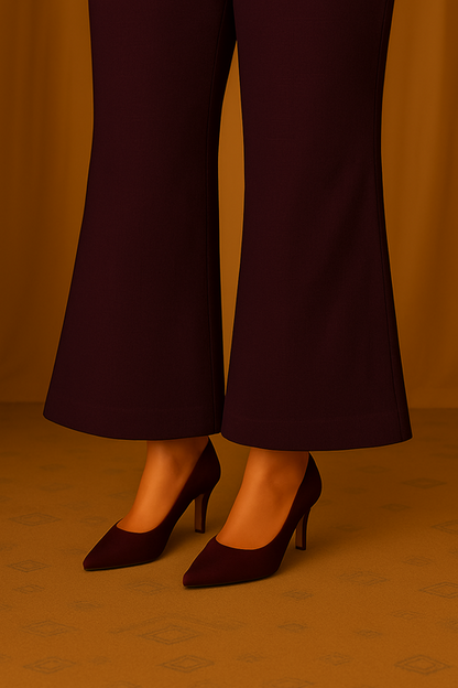 khaddar bell bottom trouser maroon color