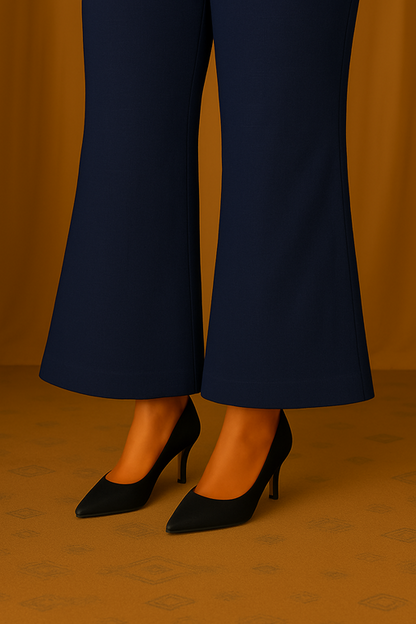 khaddar bell bottom trouser navy blue