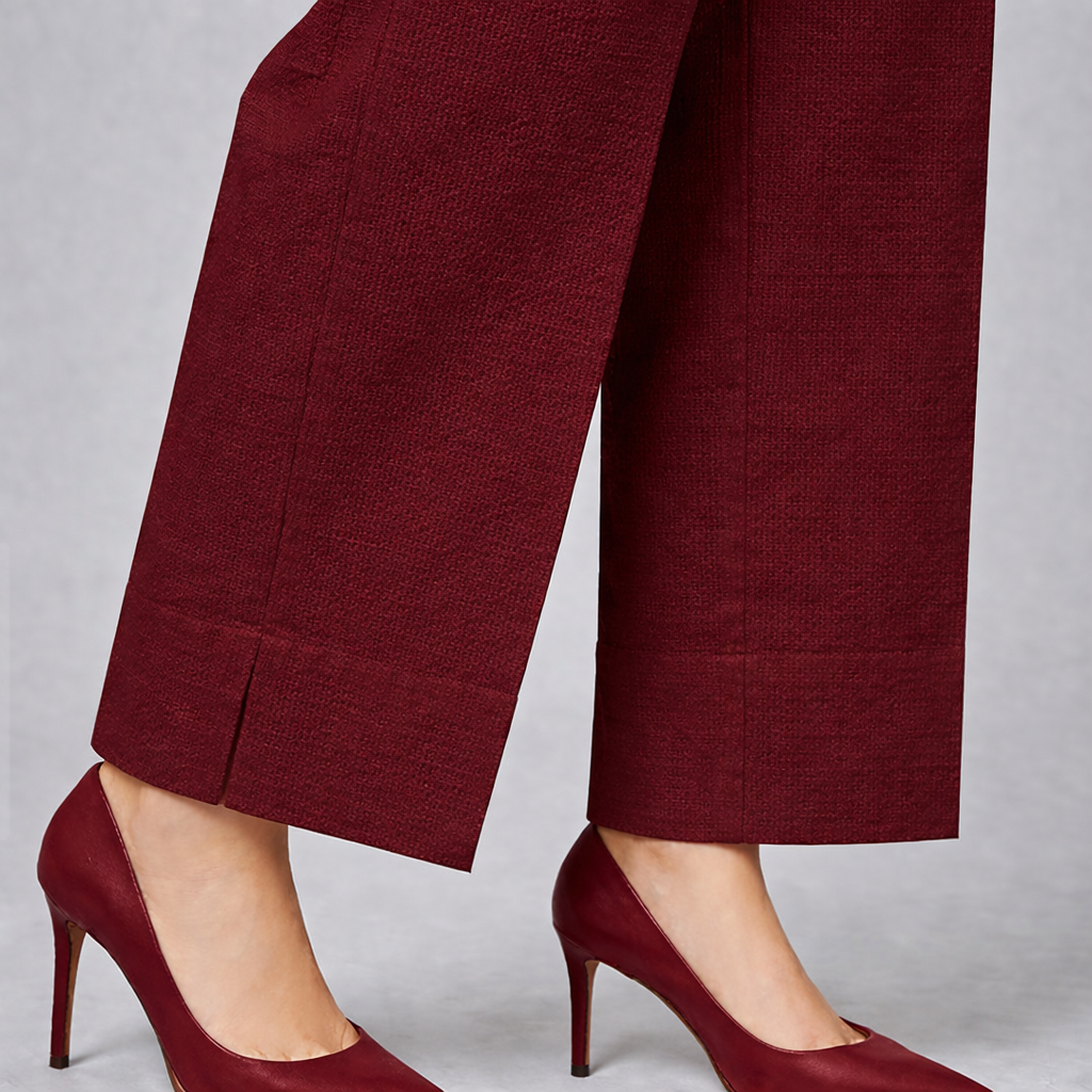 khaddar side cut trouser maroon