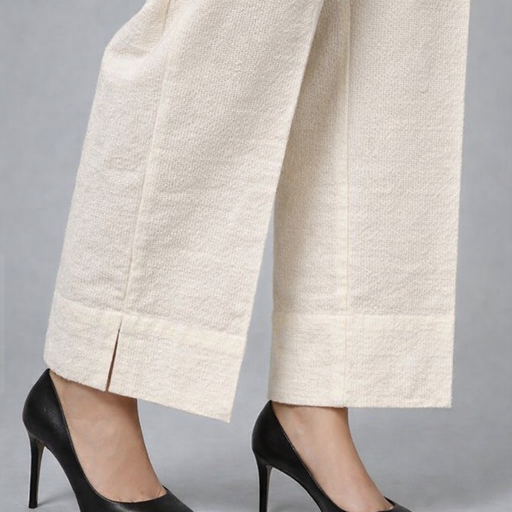 khaddar side cut trouser white