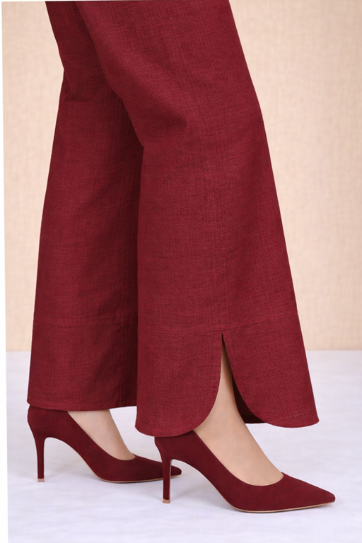khaddar tulip cut trouser maroon