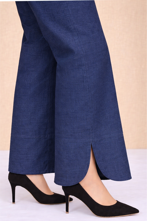 khaddar tulip cut trouser navy blue