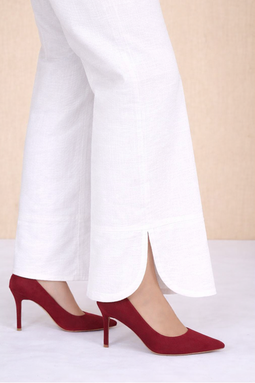 khaddar tulip cut trouser white