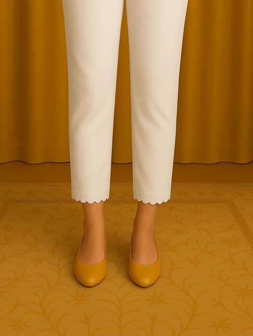 linen cut work trouser ivory