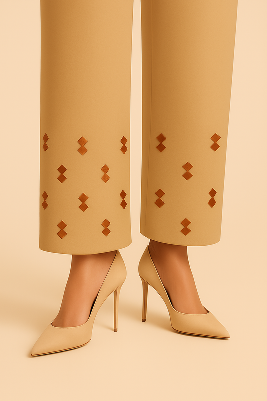 Printed Palazzo Trousers in Beige base