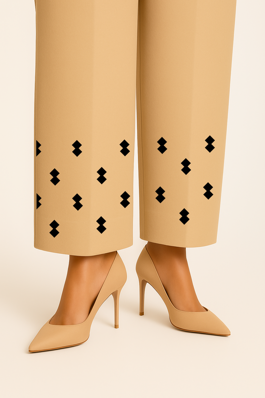 Printed Palazzo Trousers in Beige base