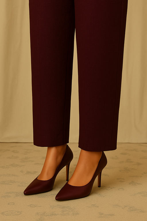 plain trouser khaddar fabric maroon color