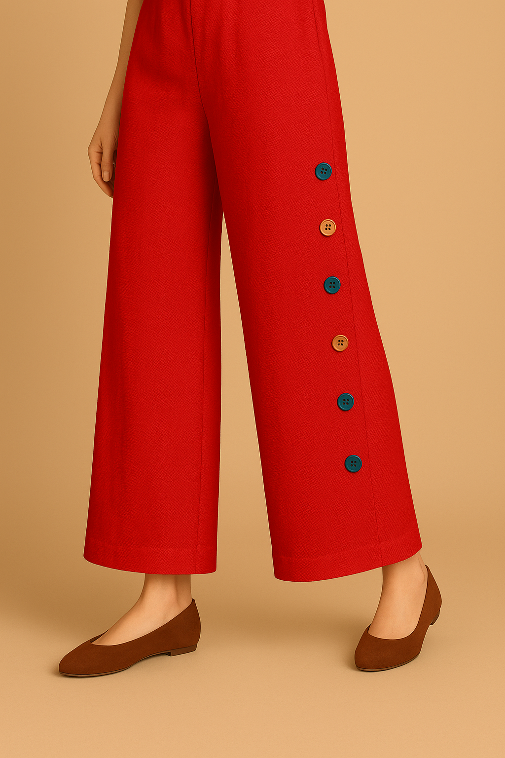 Palazzo Trousers with Multi-Color Buttons | Premium Cotton | Summer Friendly