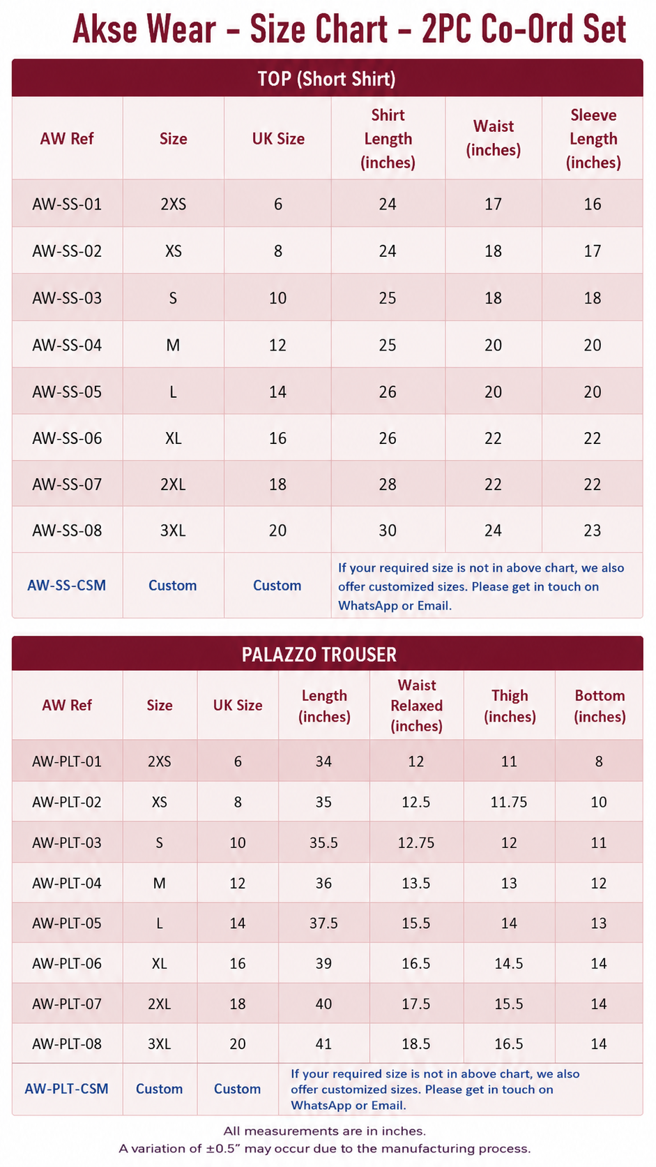 Size Chart