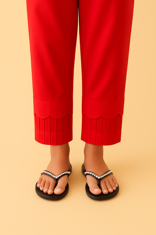 Trouser with Cut Work & Pleats