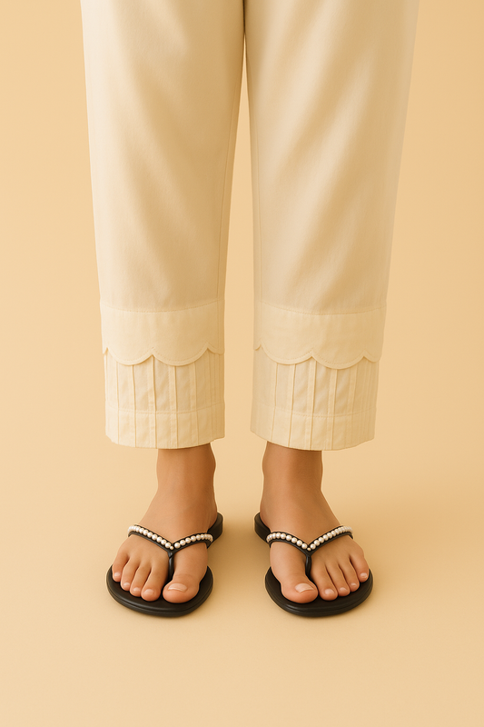 Trouser with Cut Work & Pleats