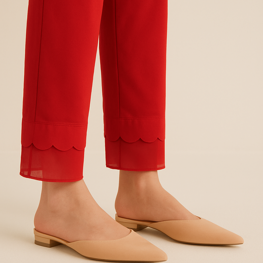 Embellished Trousers with Cut Work & Organza Hems| Summer Friendly
