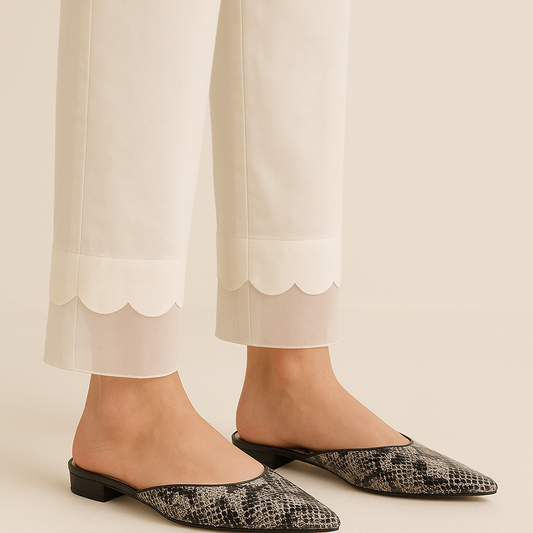 Trouser with Cut Work & Organza