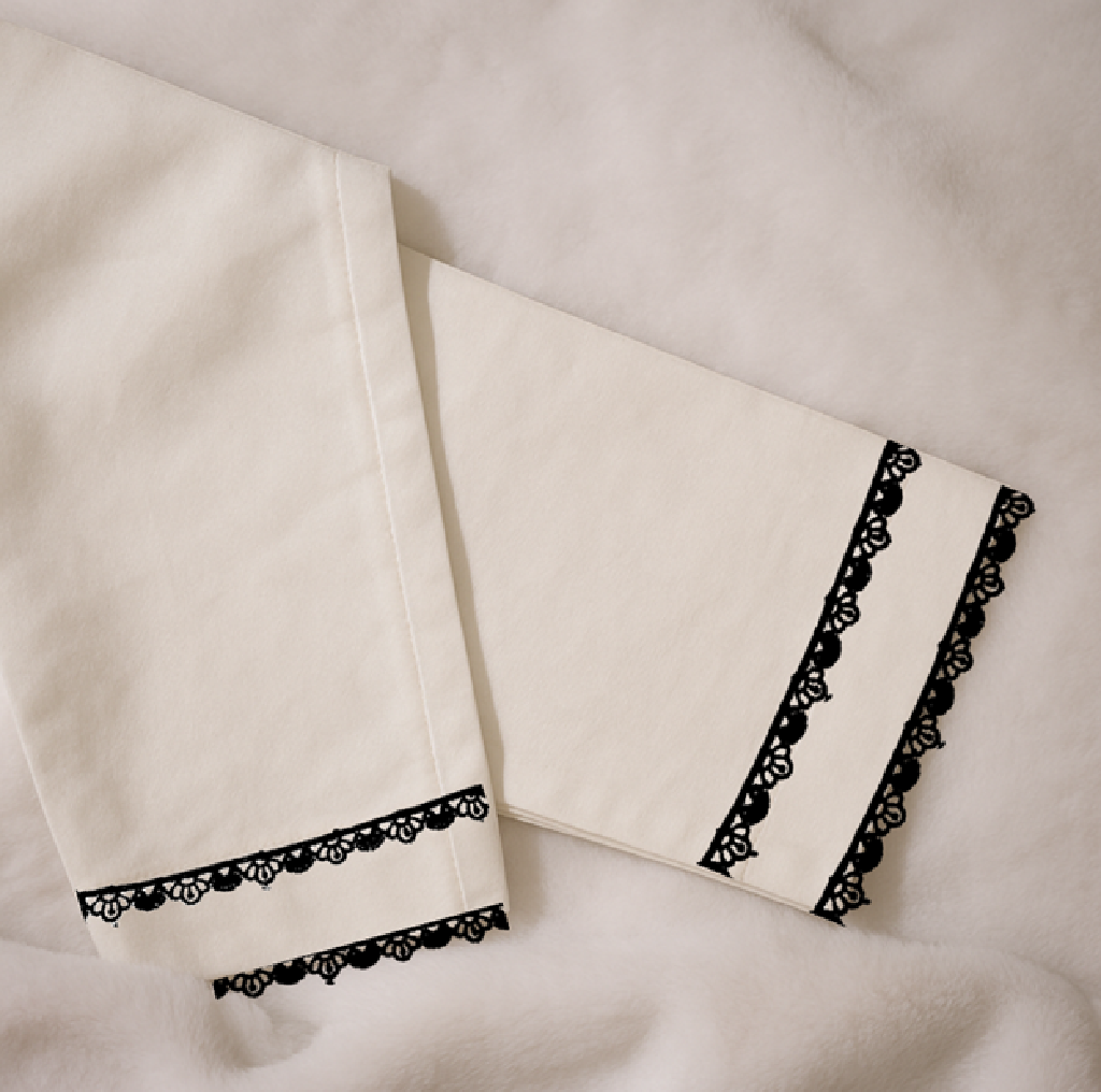 Embellished Trousers with Black Lace on Painchas | Stylish | Summer Friendly
