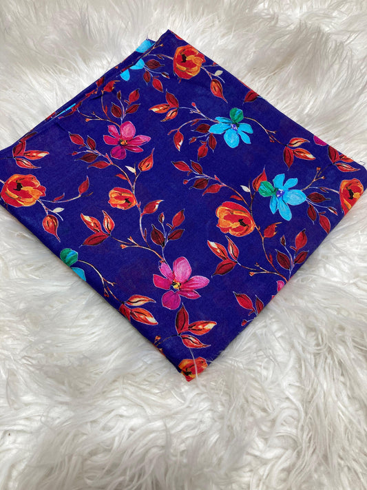 2PC Unstitched Royal Bloom – Blue Multicolor Lawn Suit