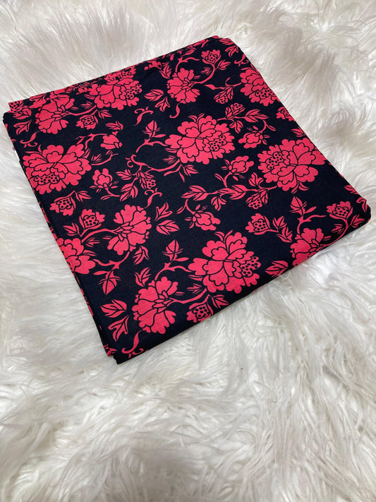 2PC Unstitched Crimson Petal – Black & Pink Lawn Suit